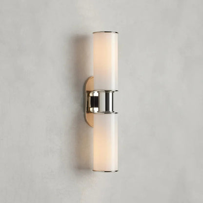 Modern Double Wall Sconce with Milk Glass Shades