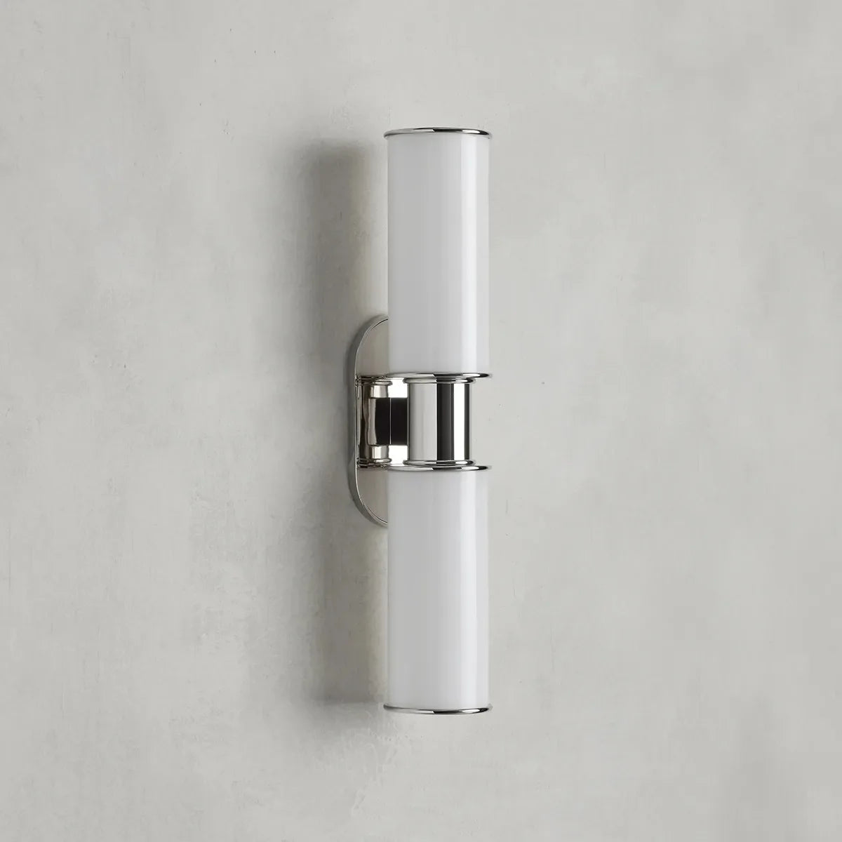 Modern Double Wall Sconce with Milk Glass Shades