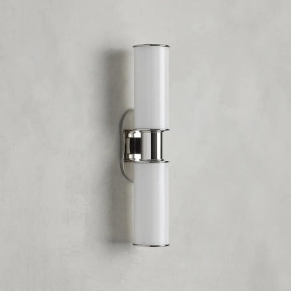 Modern Double Wall Sconce with Milk Glass Shades