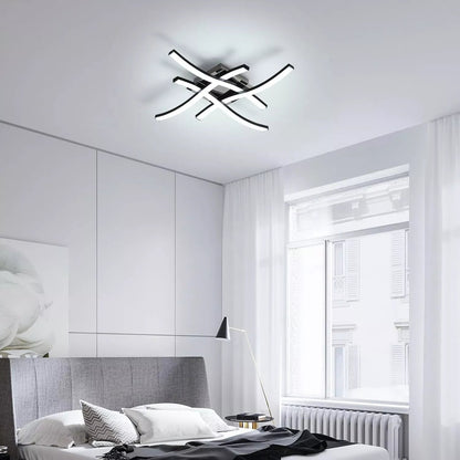 Modern LED Ceiling Light Dimmable with Remote Control and 4-Wave Design