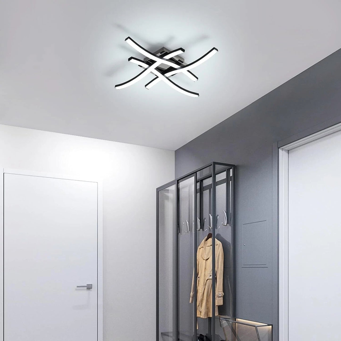 Modern LED Ceiling Light Dimmable with Remote Control and 4-Wave Design