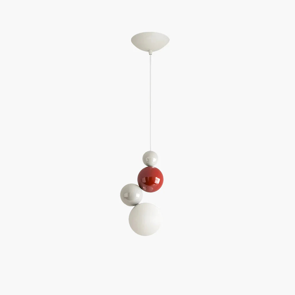 Modern LED Pendant Lamp with Stacked Glass Spheres and Metal Frame