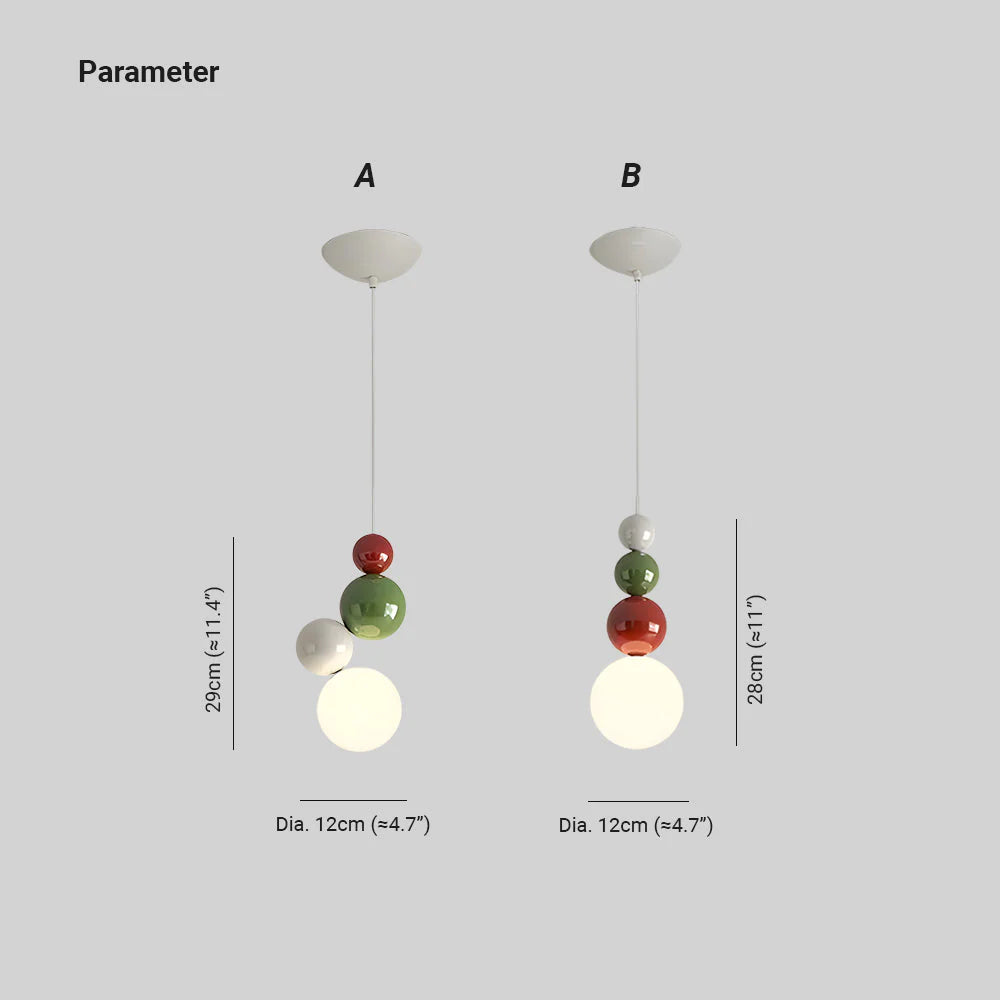 Modern LED Pendant Lamp with Stacked Glass Spheres and Metal Frame