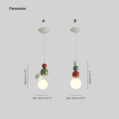 Modern LED Pendant Lamp with Stacked Glass Spheres and Metal Frame
