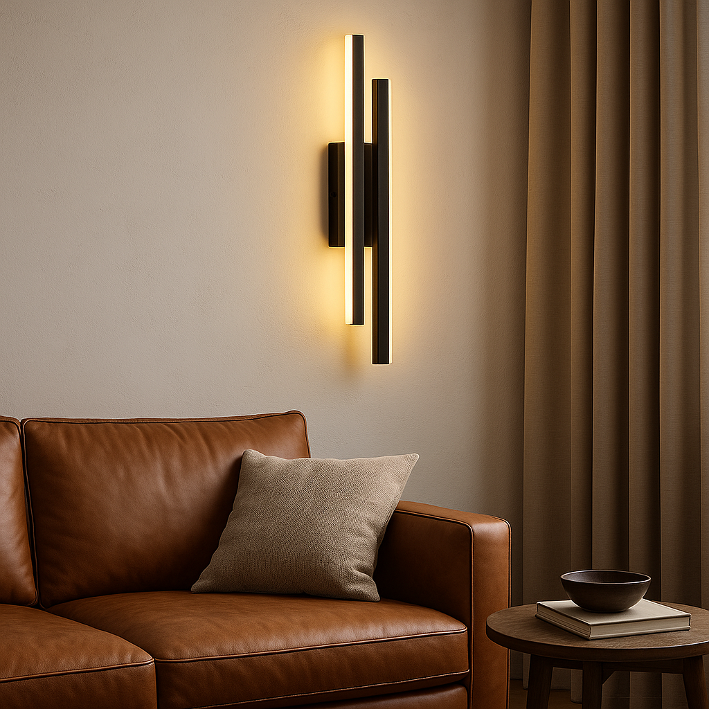 Modern LED Wall Sconce with Dual Bar Staggered Design and Integrated LED