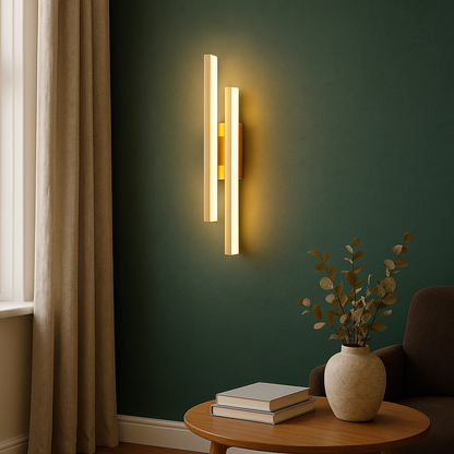 Modern LED Wall Sconce with Dual Bar Staggered Design and Integrated LED