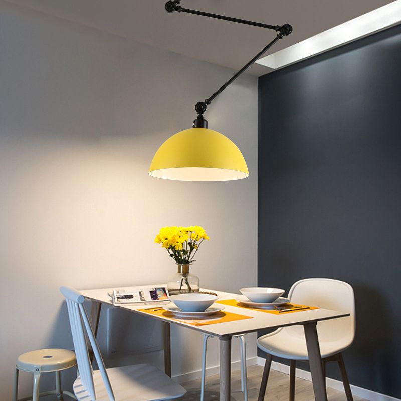 Modern Pendant Lamp with Dome Shade and Jointed Arm
