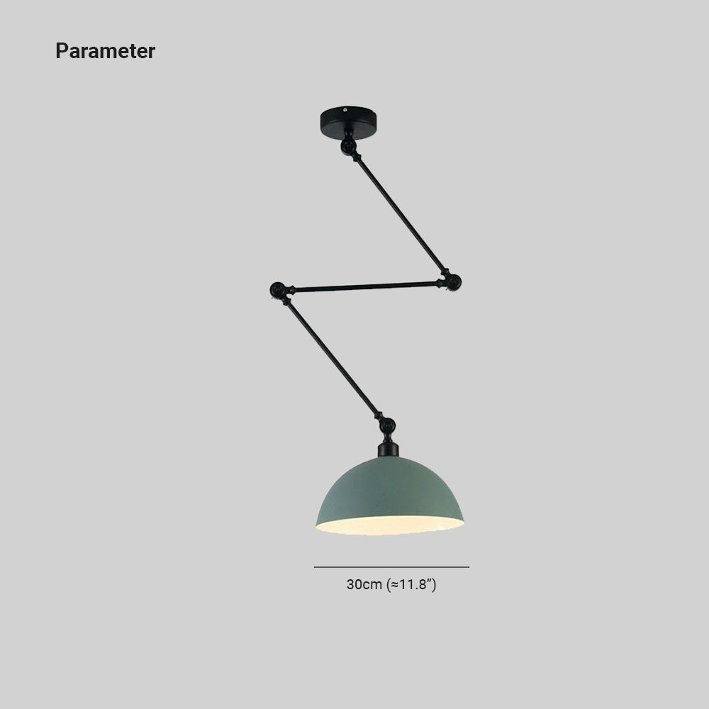 Modern Pendant Lamp with Dome Shade and Jointed Arm