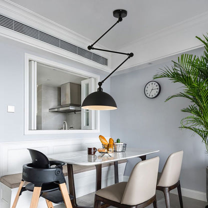 Modern Pendant Lamp with Dome Shade and Jointed Arm