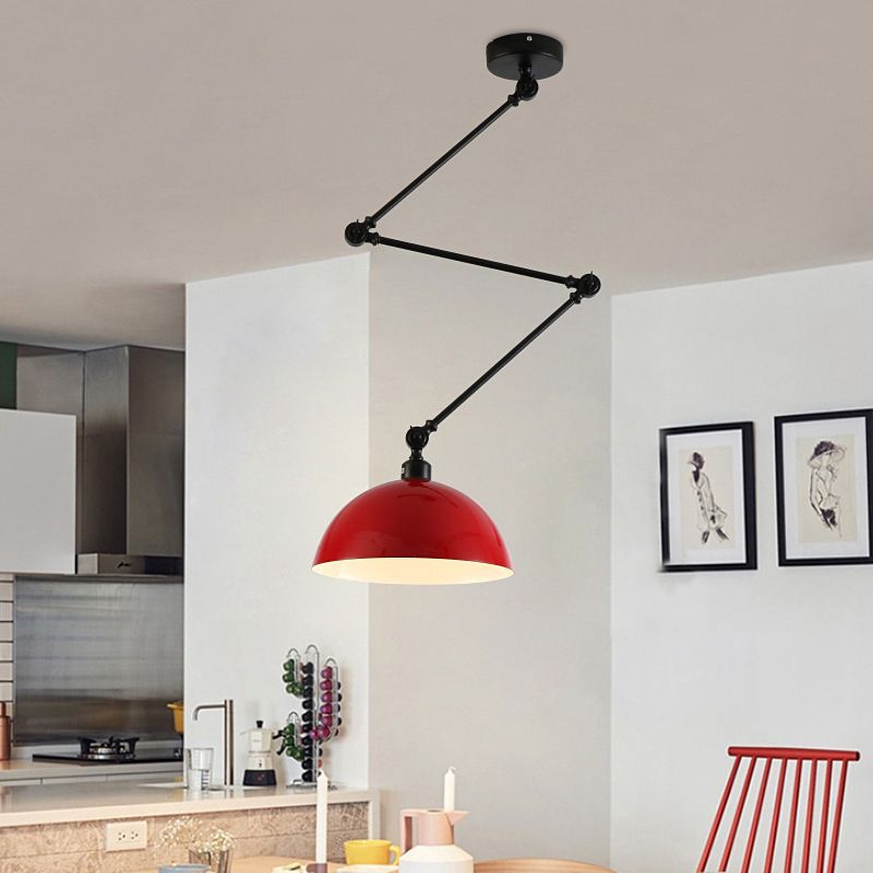 Modern Pendant Lamp with Dome Shade and Jointed Arm