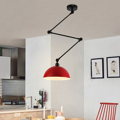 Modern Pendant Lamp with Dome Shade and Jointed Arm