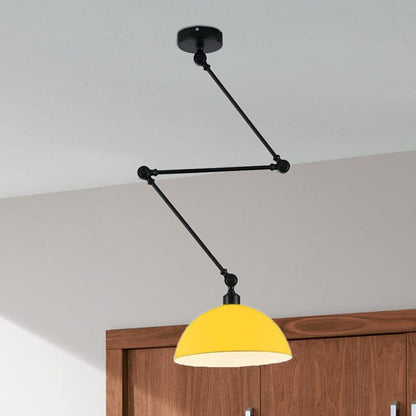 Modern Pendant Lamp with Dome Shade and Jointed Arm