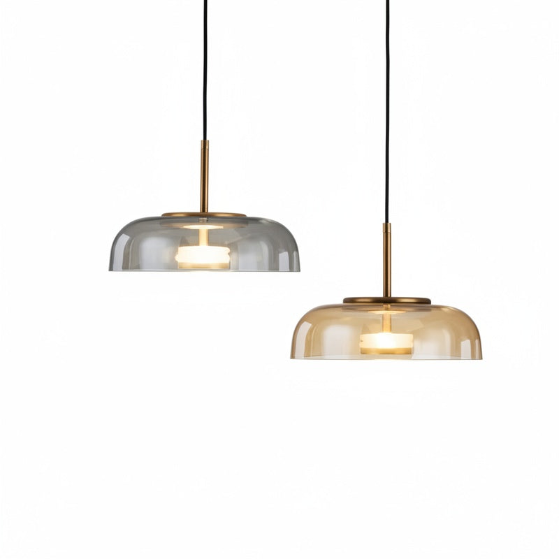 Modern Pendant Lamp with Glass Shade and Adjustable Height