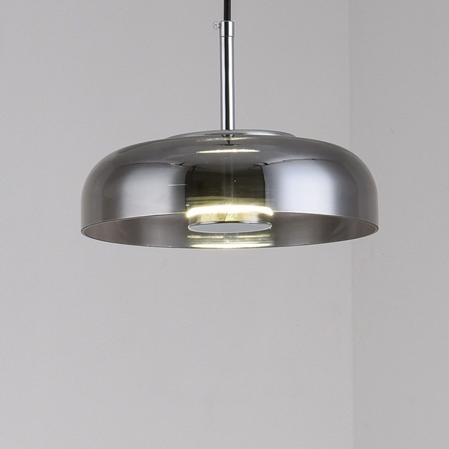 Modern Pendant Lamp with Glass Shade and Adjustable Height