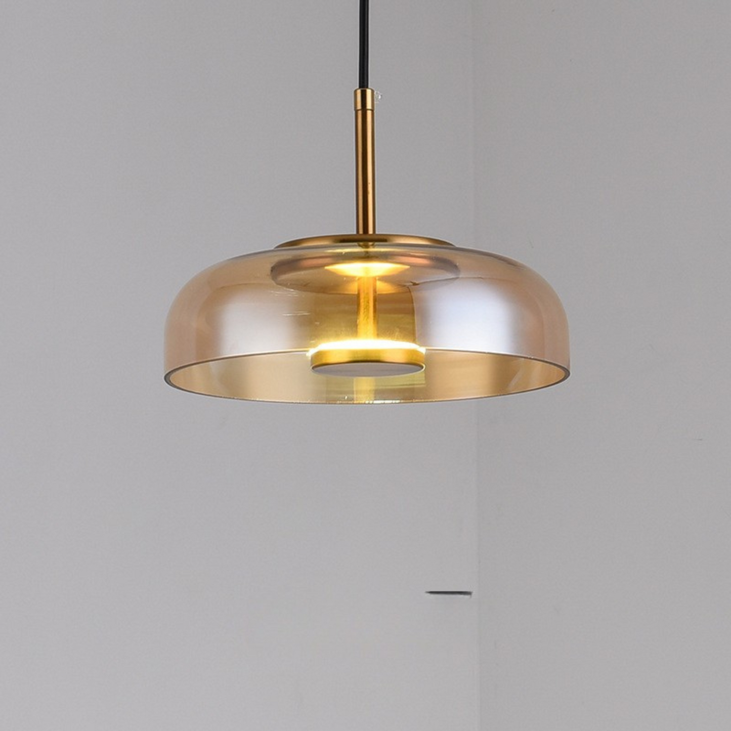 Modern Pendant Lamp with Glass Shade and Adjustable Height