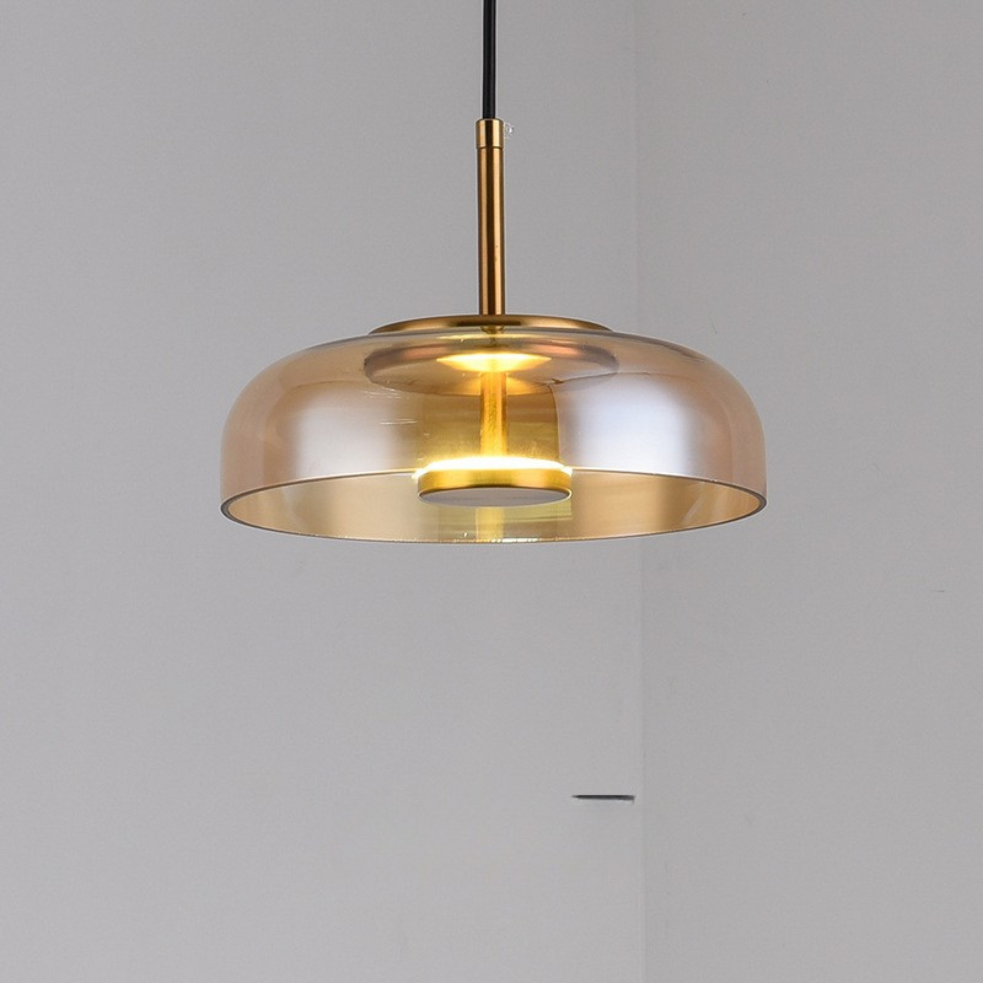 Modern Pendant Lamp with Glass Shade and Adjustable Height