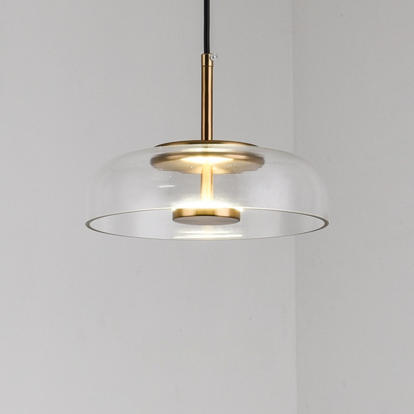 Modern Pendant Lamp with Glass Shade and Adjustable Height