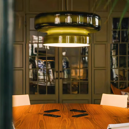 Modern Pendant Lamp with Tiered Glass Shade