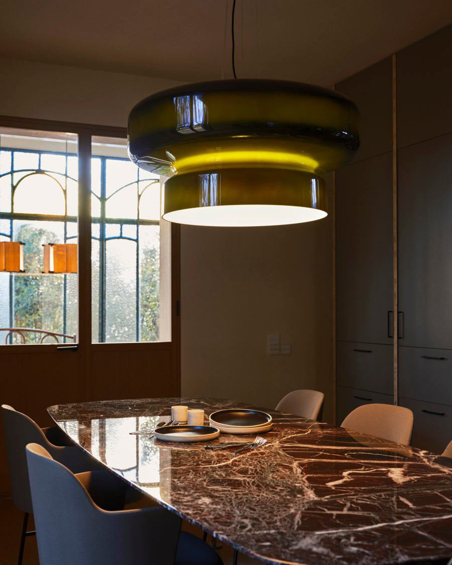 Modern Pendant Lamp with Tiered Glass Shade