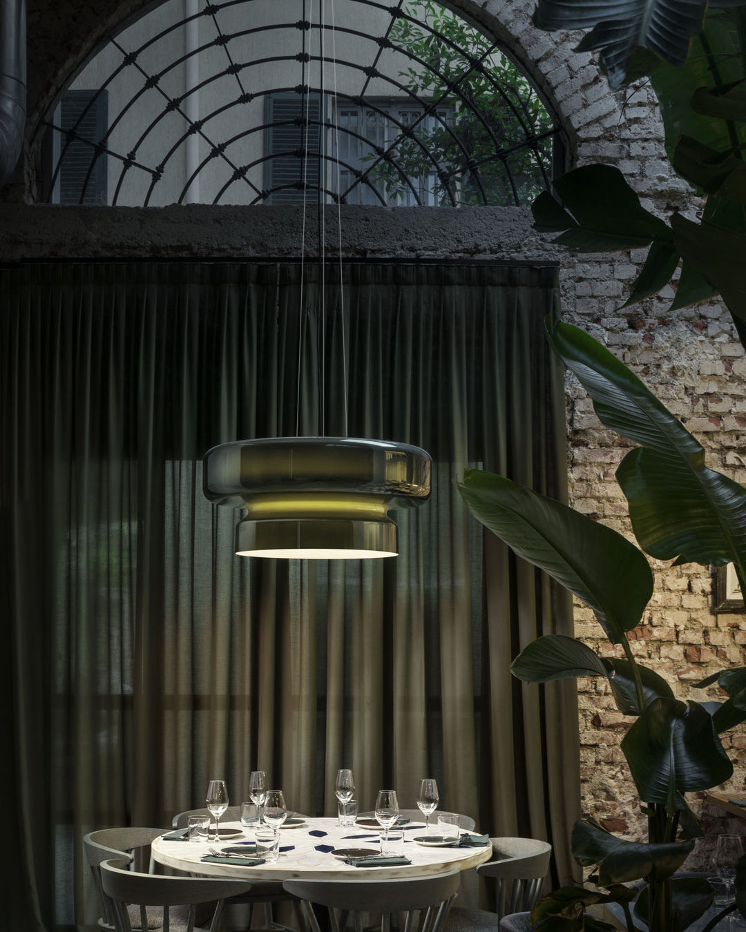 Modern Pendant Lamp with Tiered Glass Shade