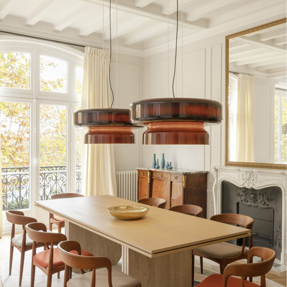 Modern Pendant Lamp with Tiered Glass Shade