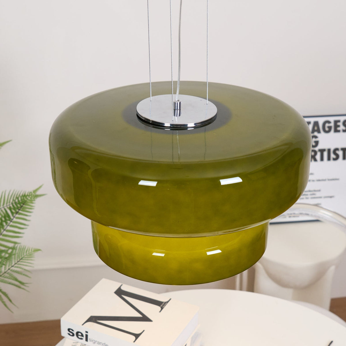 Modern Pendant Lamp with Tiered Glass Shade