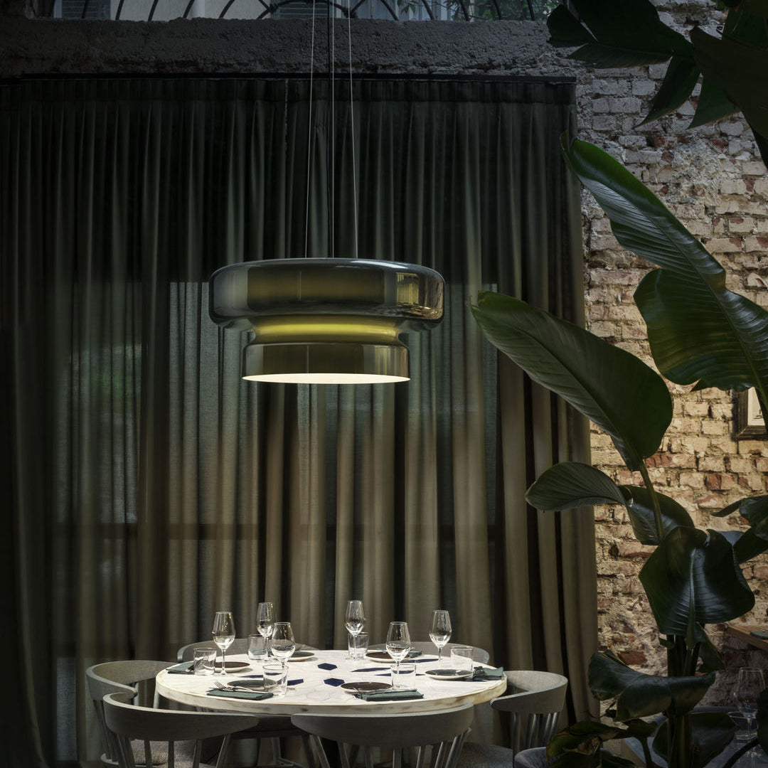 Modern Pendant Lamp with Tiered Glass Shade