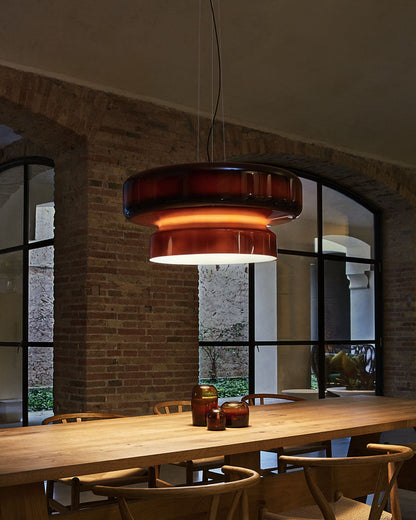 Modern Pendant Lamp with Tiered Glass Shade