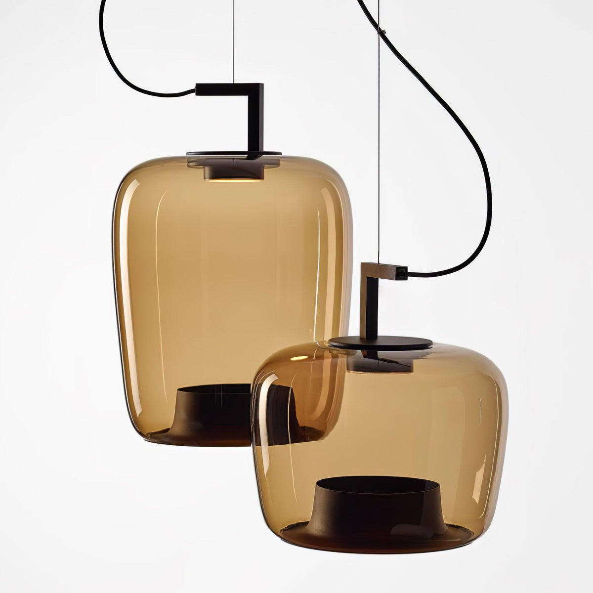 Modern Pendant Lamp with Tinted Glass Shade and Integrated LED