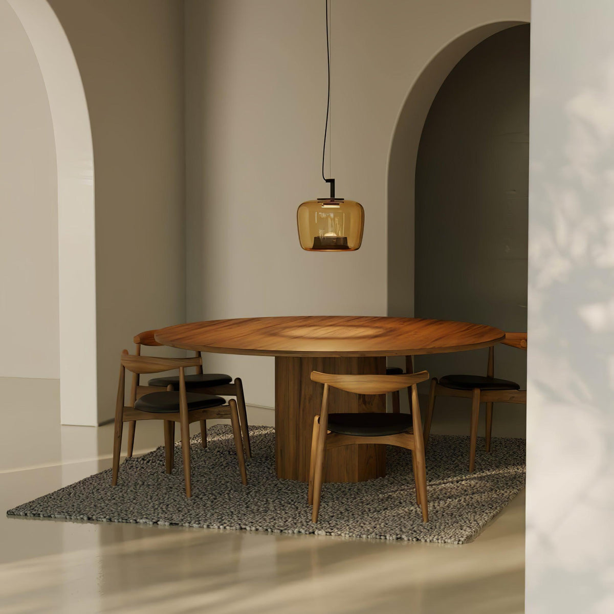 Modern Pendant Lamp with Tinted Glass Shade and Integrated LED