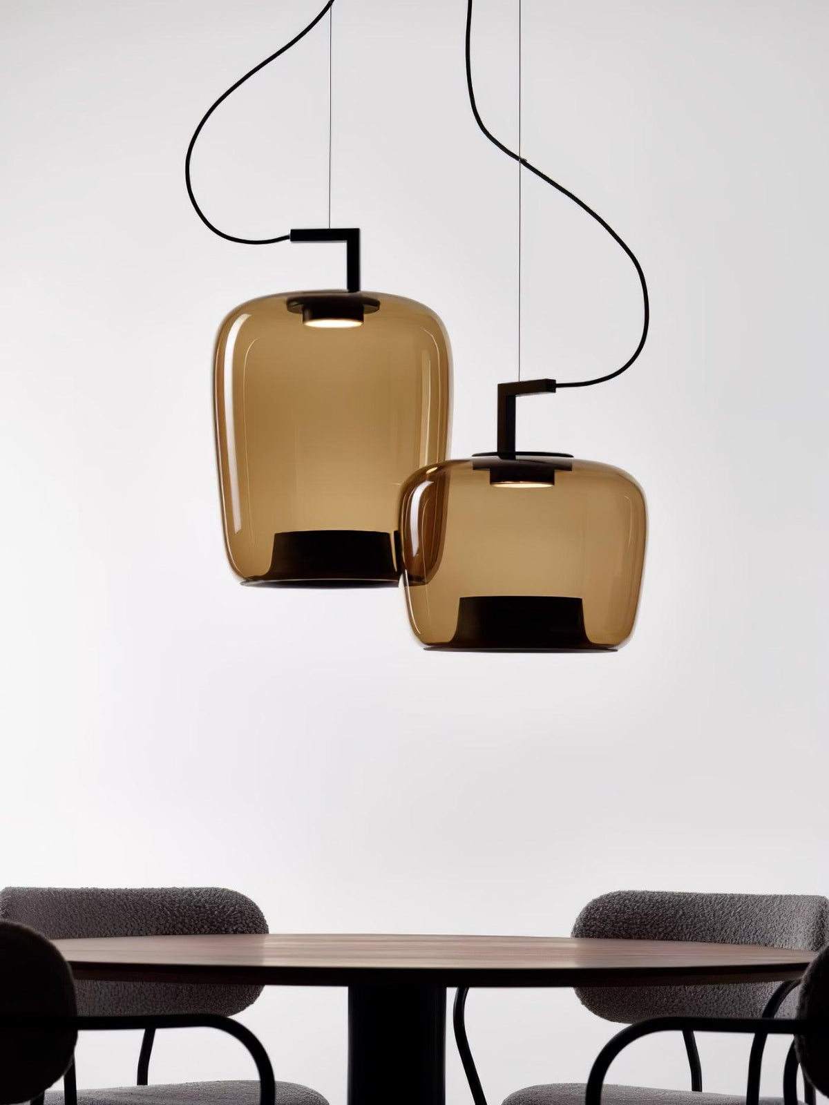 Modern Pendant Lamp with Tinted Glass Shade and Integrated LED