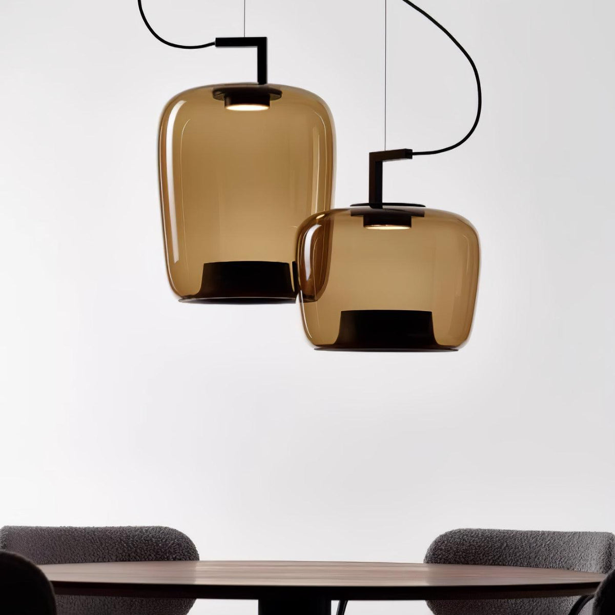 Modern Pendant Lamp with Tinted Glass Shade and Integrated LED