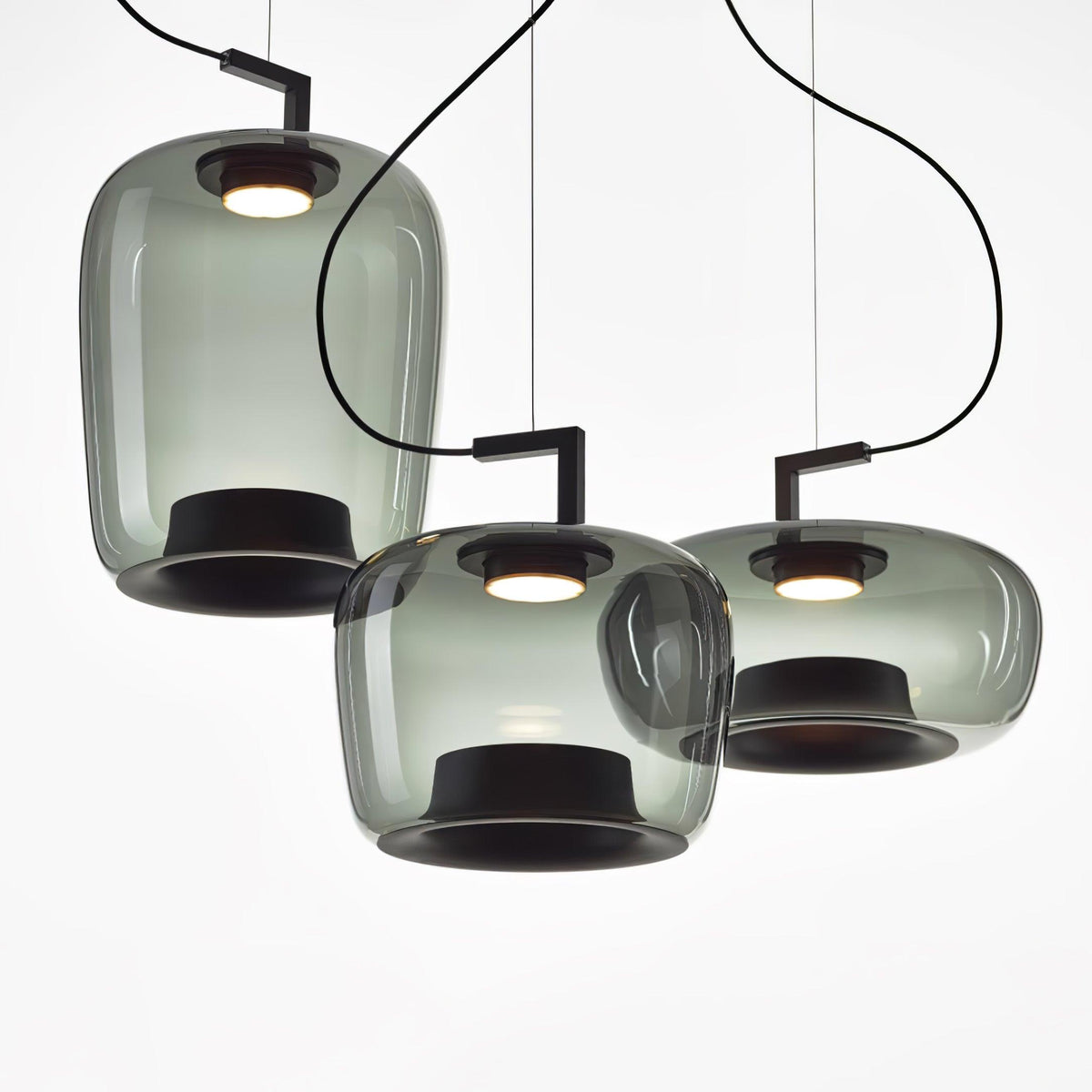 Modern Pendant Lamp with Tinted Glass Shade and Integrated LED