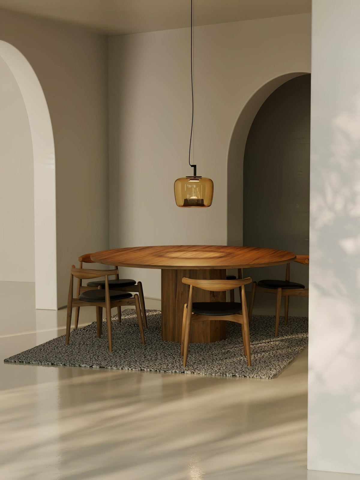 Modern Pendant Lamp with Tinted Glass Shade and Integrated LED