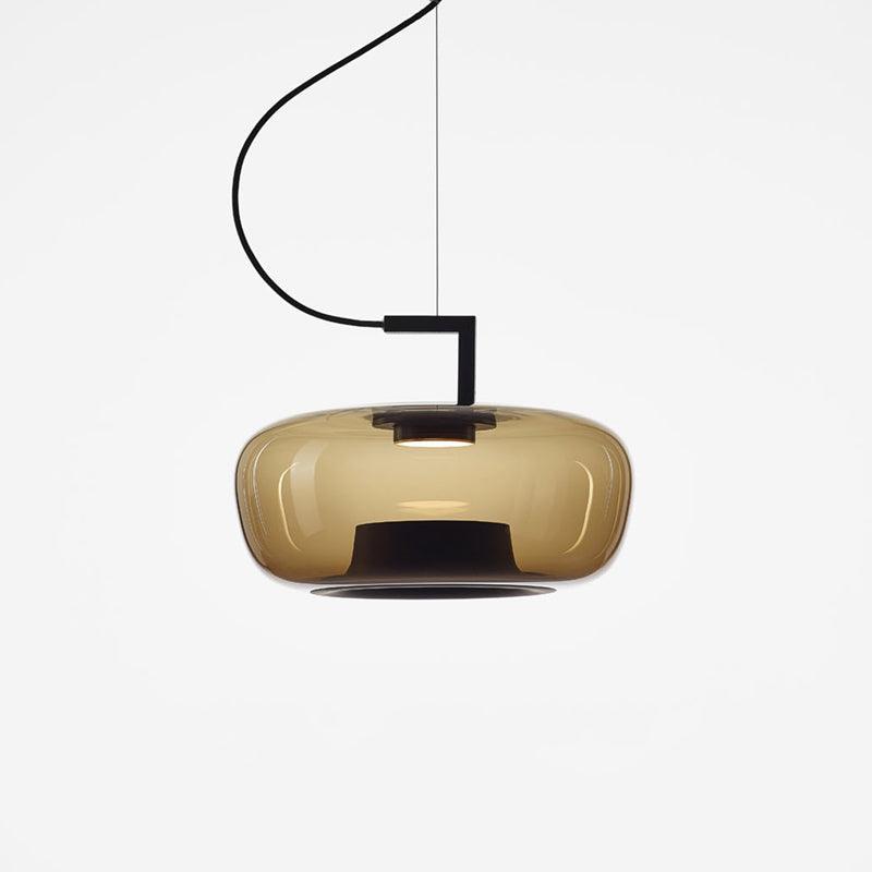 Modern Pendant Lamp with Tinted Glass Shade and Integrated LED