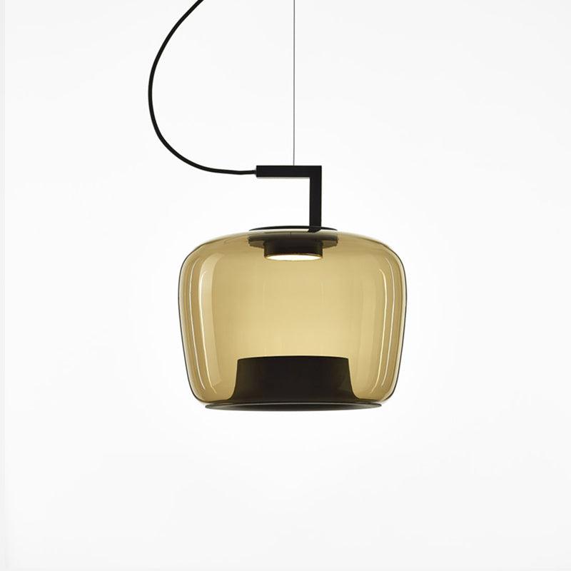 Modern Pendant Lamp with Tinted Glass Shade and Integrated LED