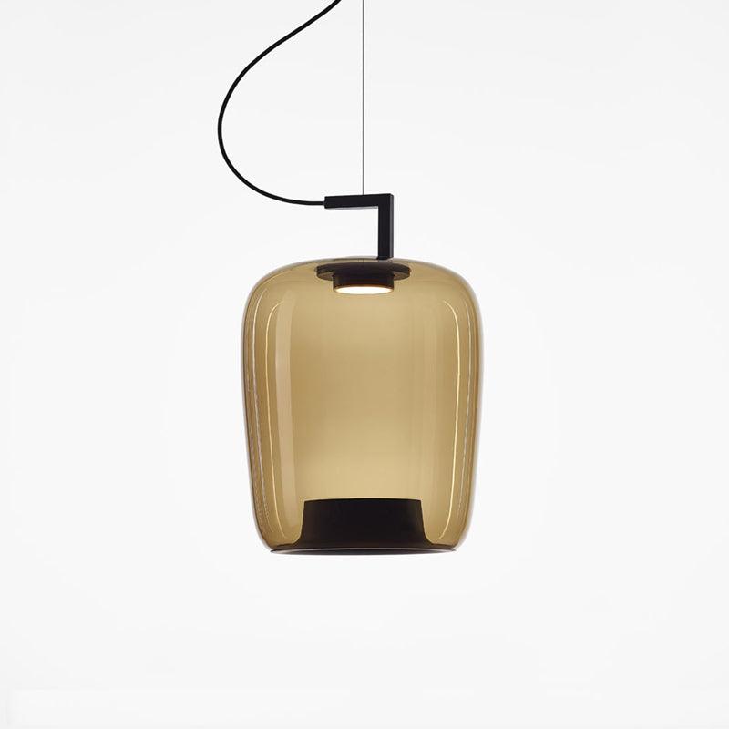 Modern Pendant Lamp with Tinted Glass Shade and Integrated LED