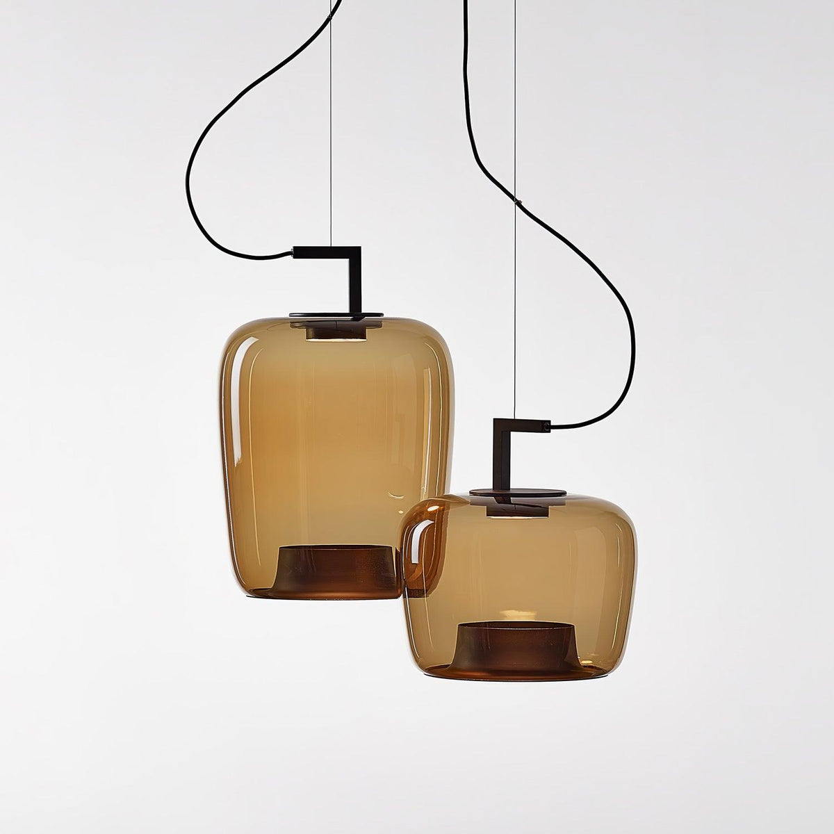 Modern Pendant Lamp with Tinted Glass Shade and Integrated LED