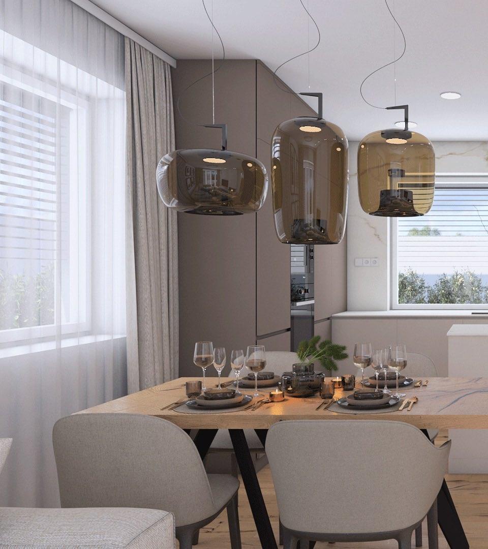 Modern Pendant Lamp with Tinted Glass Shade and Integrated LED