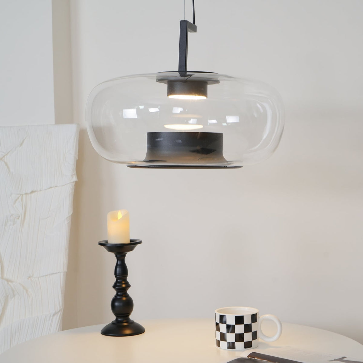 Modern Pendant Lamp with Tinted Glass Shade and Integrated LED