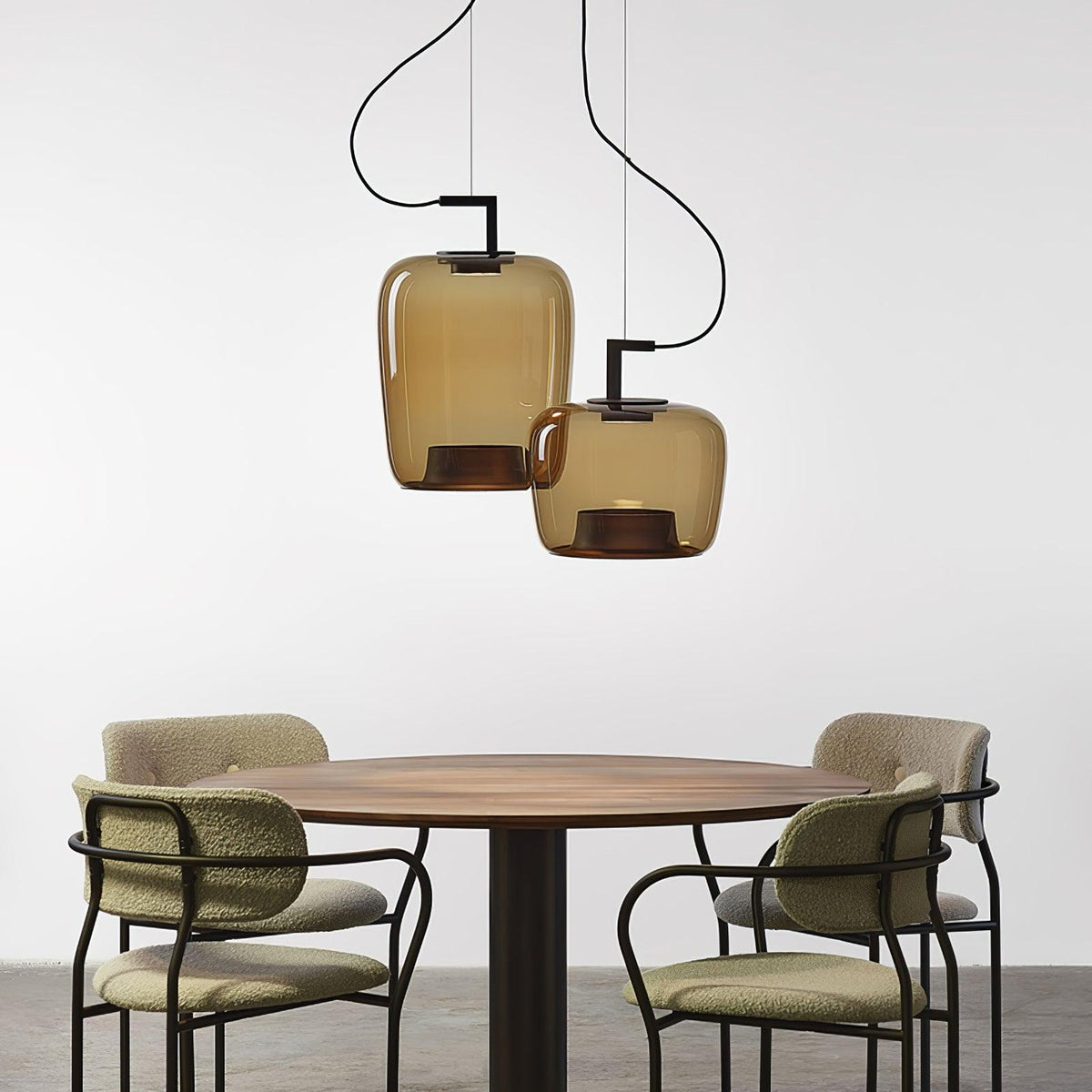Modern Pendant Lamp with Tinted Glass Shade and Integrated LED
