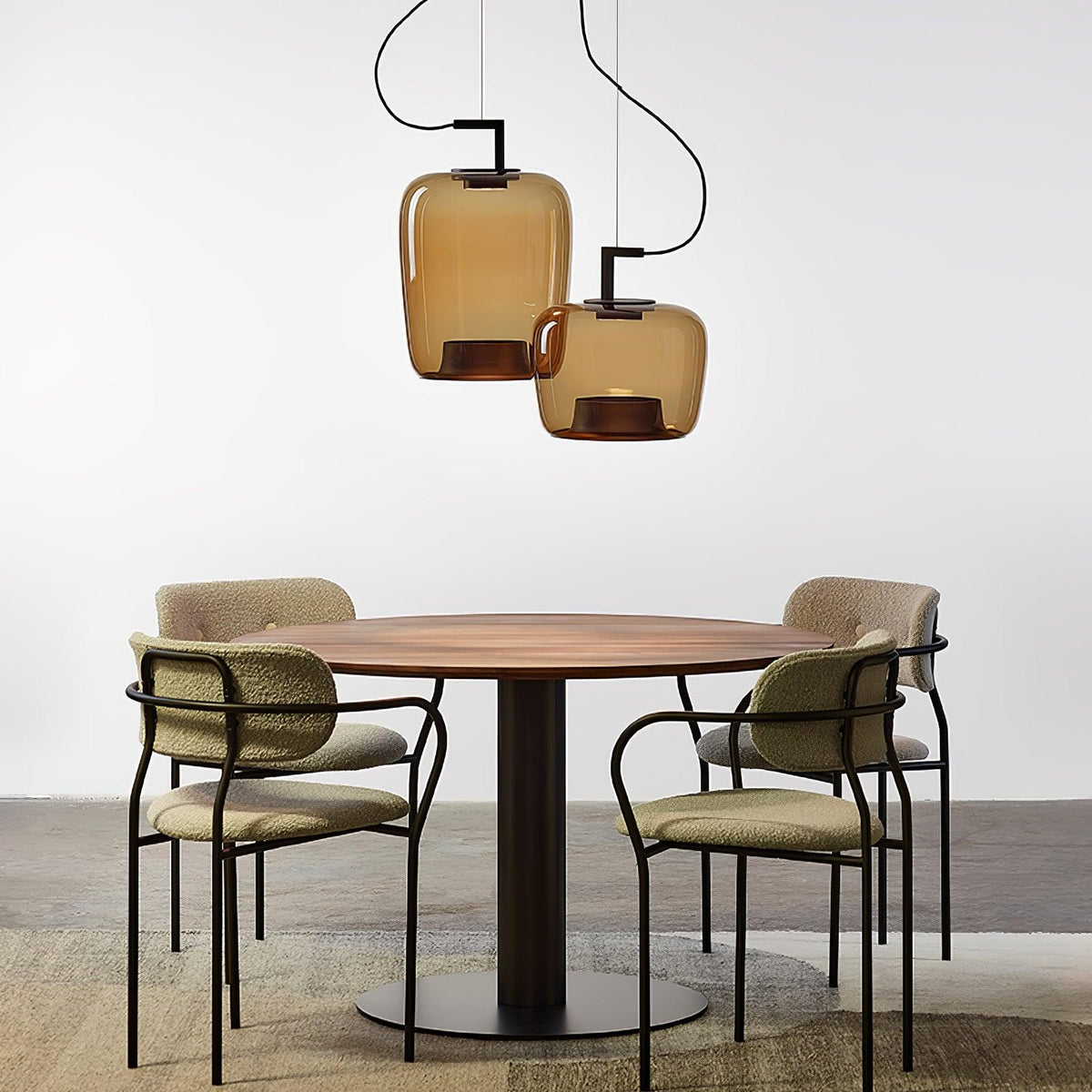 Modern Pendant Lamp with Tinted Glass Shade and Integrated LED
