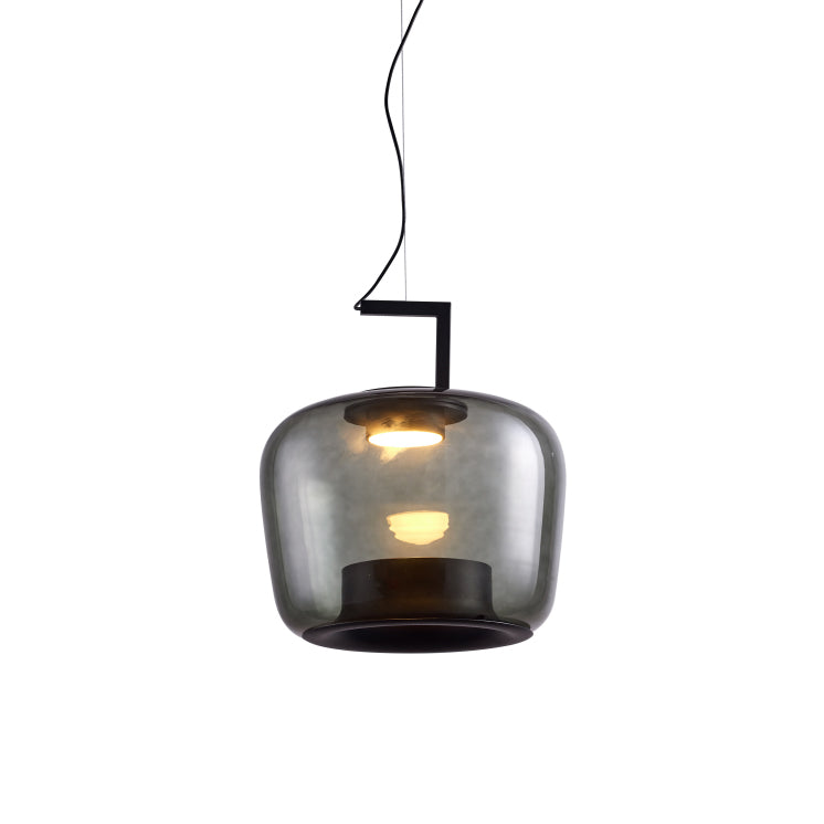 Modern Pendant Lamp with Tinted Glass Shade and Integrated LED