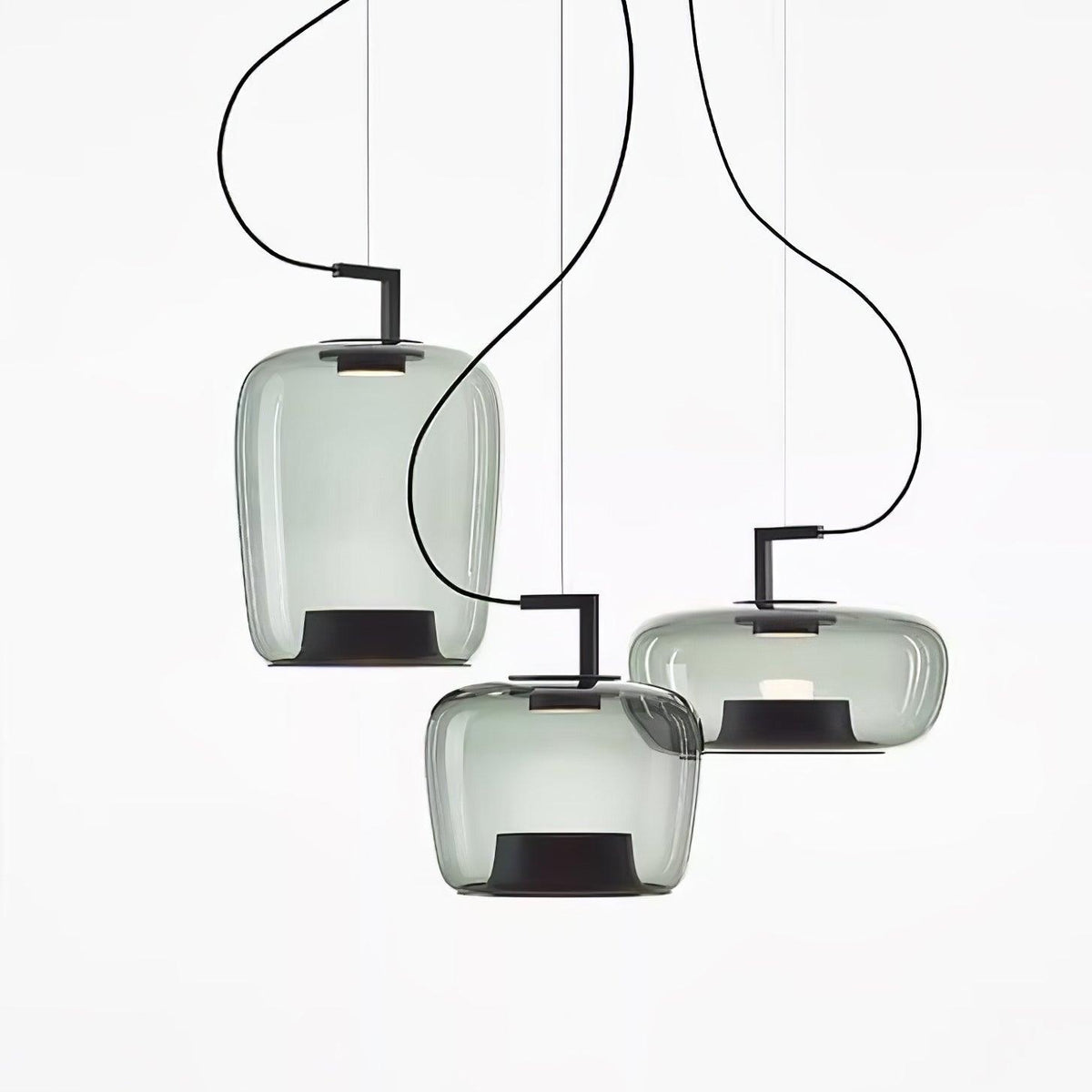 Modern Pendant Lamp with Tinted Glass Shade and Integrated LED
