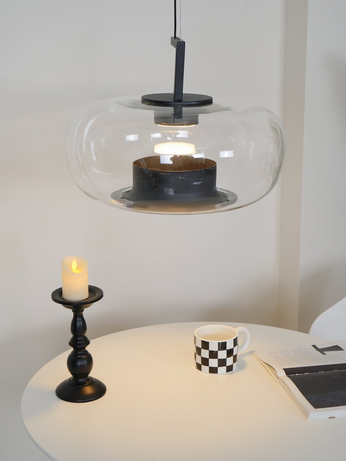 Modern Pendant Lamp with Tinted Glass Shade and Integrated LED