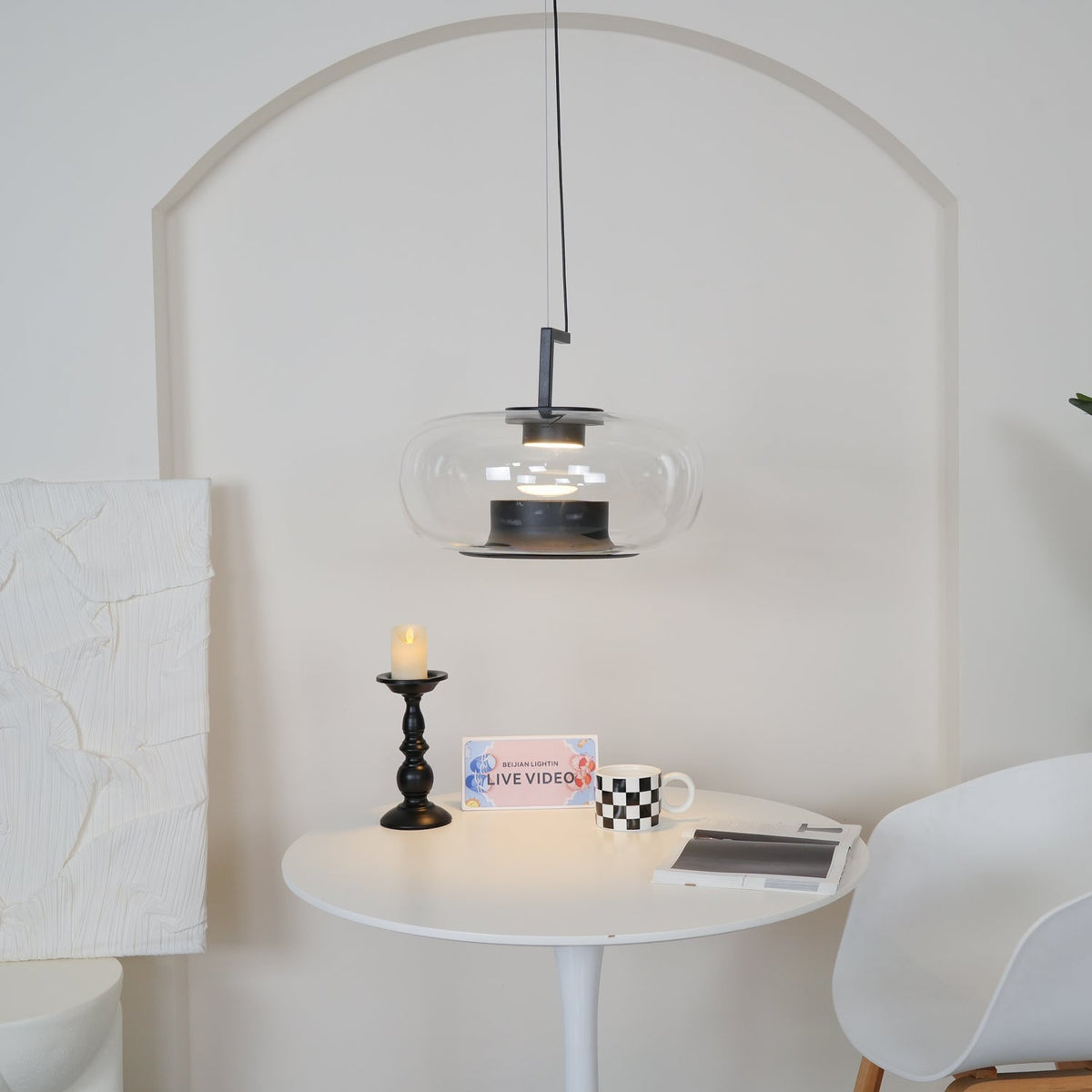 Modern Pendant Lamp with Tinted Glass Shade and Integrated LED