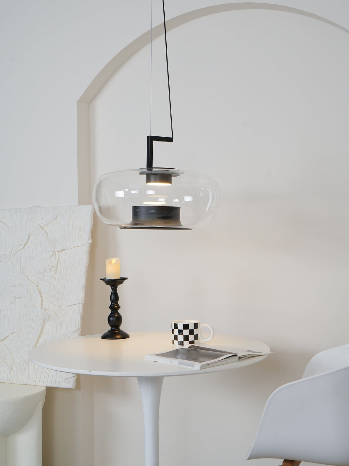 Modern Pendant Lamp with Tinted Glass Shade and Integrated LED