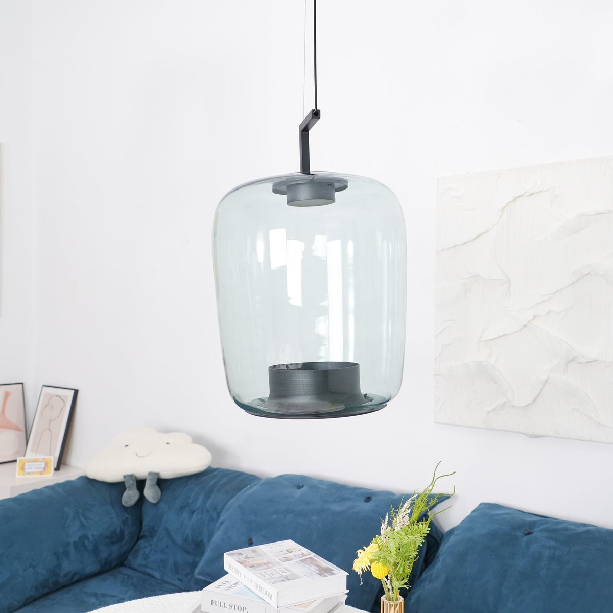 Modern Pendant Lamp with Tinted Glass Shade and Integrated LED