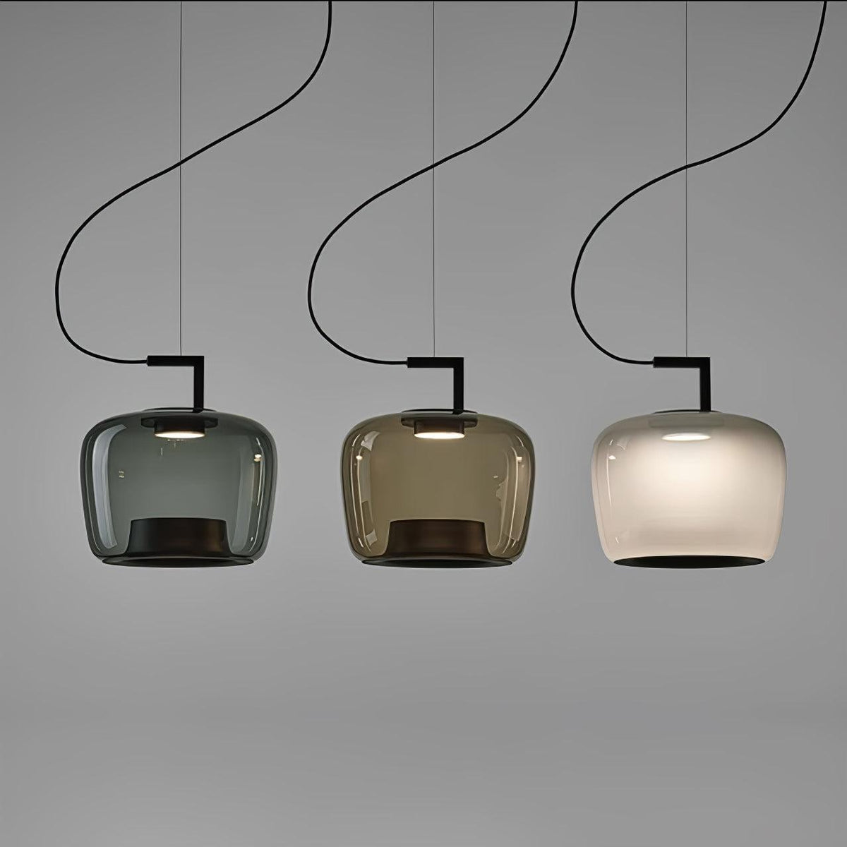 Modern Pendant Lamp with Tinted Glass Shade and Integrated LED
