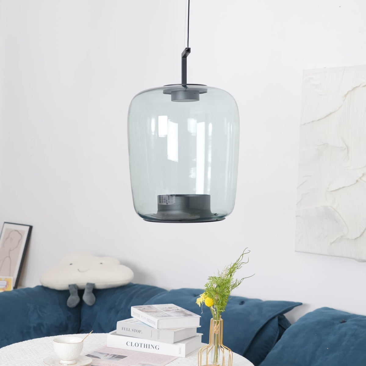 Modern Pendant Lamp with Tinted Glass Shade and Integrated LED